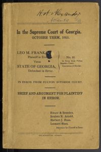Frank, Leo M.- Supreme Court of Georgia- Brief and Argument for Plaintiff in Error