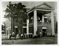 Photograph of men in front of the Lumpkin County Courthouse, Dahlonega, Georgia, 1880
