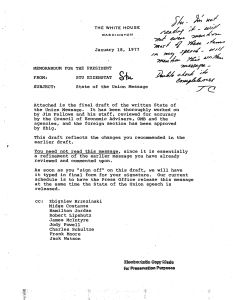 State of the Union [Address] Drafts - 1/19/78 [2]