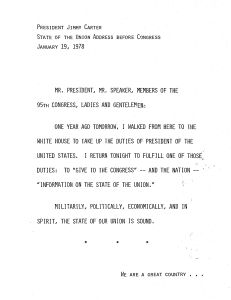 State of the Union [Address] Drafts - 1/19/78 [4]