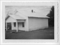 Photograph of the exterior of a wooden building, Clarkesville, Habersham County, Georgia, 1953
