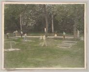 Photograph of men playing horseshoes and shuffleboard, Clarkesville, Habersham County, Georgia, 1953