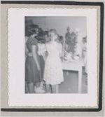 Photograph of Clarkesville grammar school students standing by a table, Clarkesville, Habersham County, Georgia, 1950
