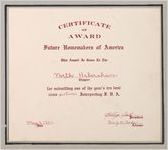 Certificate of award from the Future Homemakers of America, Clarkesville, Habersham County, Georgia, 1952 May 3