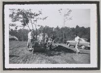Photograph of a group of young men planting a tree, Clarkesville, Habersham County, Georgia, 1950