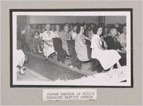 Photograph of flower service at Hill's Crossing Baptist Church, Clarkesville, Habersham County, Georgia, 1950