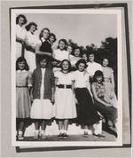 Photograph of a group of young women posed for a group portrait, Clarkesville, Habersham County, Georgia, 1950