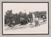 Photograph of bricklayers constructing a building, Clarkesville, Habersham County, Georgia, 1950