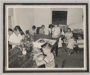 Photograph of children weaving potholders, Clarkesville, Habersham County, Georgia, 1950