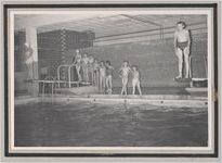 Photograph of children preparing to dive into a pool, Clarkesville, Habersham County, Georgia, 1950