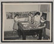 Photograph of girls molding articles from clay in an arts and crafts class, Clarkesville, Habersham County, Georgia, 1950