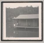 Photograph of people fishing from the deck of a house situated on the water, Clarkesville, Habersham County, Georgia, 1950