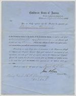 Document, Official Promotion Order from James A. Seddon, Secretary of War, Confederate States of America War Department, promoting H. L. Benning to Brigadier General, with a date of rank of January 17, 1863, April 23, 1863