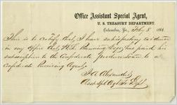 H. L. Benning, Certificate of Payment, certifying that Benning paid his subscription to the Confederate Produce Loan, Feb 8, 1866