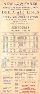 Delta Air Lines System Timetable 1934 September 1
