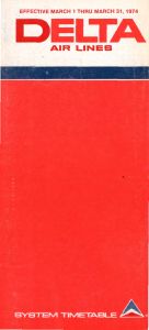 Delta Air Lines System Timetable 1974 March 1