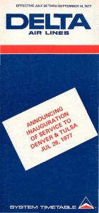 Delta Air Lines System Timetable 1977 July 28
