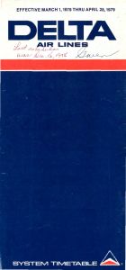 Delta Air Lines System Timetable 1979 March 1