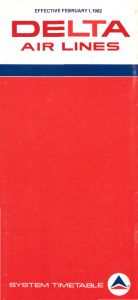 Delta Air Lines System Timetable 1982 Febuary 1