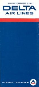 Delta Air Lines System Timetable 1982 December 15