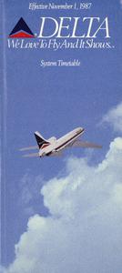 Delta Air Lines System Timetable November 1, 1987