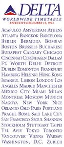 Delta Air Lines Worldwide Timetable December 15, 1993