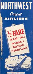 Northwest Orient Airlines Flight Schedule 1948 December 1