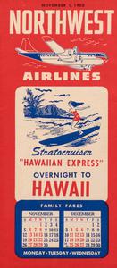 Northwest Airlines Flight Schedule 1950 November 1