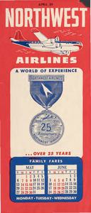 Northwest Airlines Flight Schedule 1951 April 29