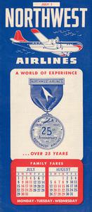 Northwest Airline Flight Schedule 1951 July 1