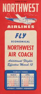 Northwest Airlines Flight Schedule 1952 March 15