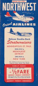 Northwest Orient Airlines Flight Schedule 1954 July 1