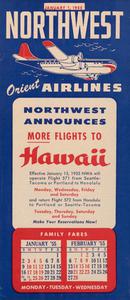 Northwest Orient Airlines Flight Schedule 1955 January 1