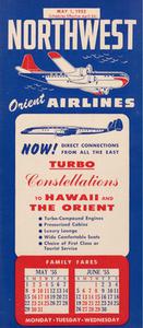 Northwest Orient Airlines Flight Schedule 1955 May 1