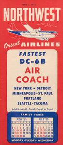 Northwest Orient Airlines Flight Schedule 1955 June 1