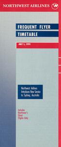 Northwest Airlines Frequent Flyer Timetable 1991 July 1