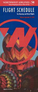 Northwest Airlines Flight Schedule 1992 September 15