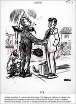 [Baldy cartoon about the meeting between John F. Kennedy and British Prime Minister Harold MacMillan] / Baldy, [1962 Dec. 21]