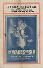 Circular for the Plaza Theatre advertising The wages of sin, probably 1929 Jan. 2-5