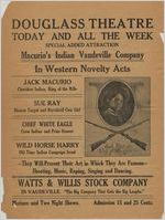 Circular for the Douglass Theatre advertising Macurio's Indian Vaudeville Company, possibly between 1912 and 1939