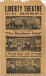 Circular for the Liberty Theatre advertising the musical review "The Bandana Girls," possibly between 1912 and 1939