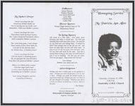 Homegoing service for Ms. Patricia Ann Allen, Saturday, October 23, 1999, 3:30 p.m., Sandvalley A.M.E. Church, Reverend Leroy Britt, officiating