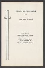 Funeral services for Mrs. Annie Bennings, to be held at, Tabernacle Baptist Church, Augusta, Georgia, Sunday, November 22, 1964, at one o'clock p.m., Rev. C. S. Hamilton, officiating