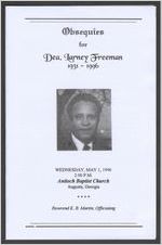 Obsequies for Dea. Larney Freeman, 1931-1996, Wednesday, May 1, 1996, 2 ...