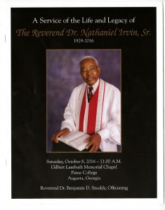 A Service of the Life and Legacy of The Reverend Dr. Nathaniel Irvin, Sr.