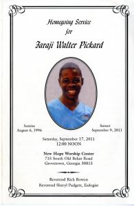 Homegoing Service for Faraji Walter Pickard, Sunrise: August 6, 1996 - Sunset: September 9, 2011, Saturday, September 17, 2011, 12:00 Noon