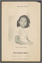Memorializing Valeria LaVerne Reese, Antioch Baptist Church, January 19, 1958, 10:00 a.m., Rev. I. J. Yancy, officiating