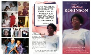 Celebration of Life for Thelma Robinson, Saturday, November 27, 2021, Eleven O'clock in the Morning