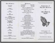 Celebration of the life services for Mrs. Hepsy L. Taylor, Tuesday, May 16, 1995, 2:00 p.m., Crawford Grove Baptist Church, [Evans, Georgia] Reverend Kelly Moore, officiating