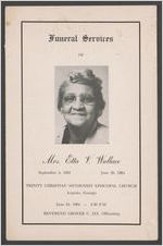 Funeral services of Mrs. Etta V. Wallace, September 4, 1885-June 20, 1964, Trinity Christian Methodist Episcopal Church, Augusta, Georgia, June 24, 1964, 4:30 p.m., Reverend Grover C. Jay, officiating